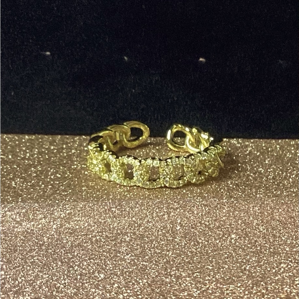 Gold Braided Zirconia Open Ring